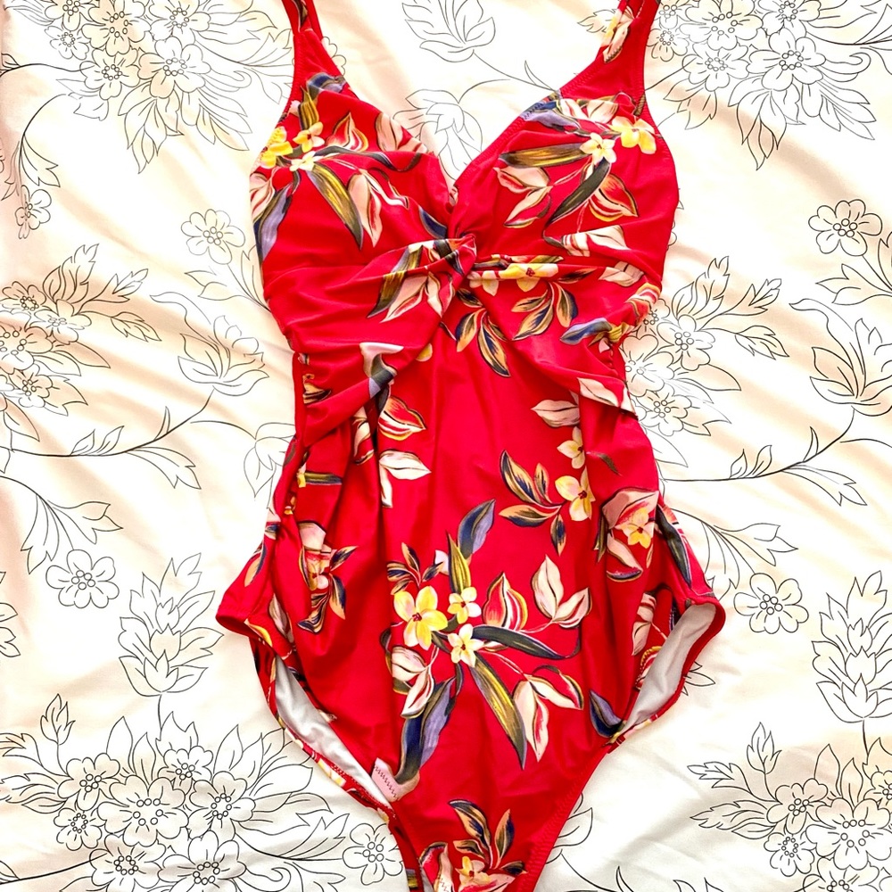 Old Navy Red Floral One-Piece Swimsuit